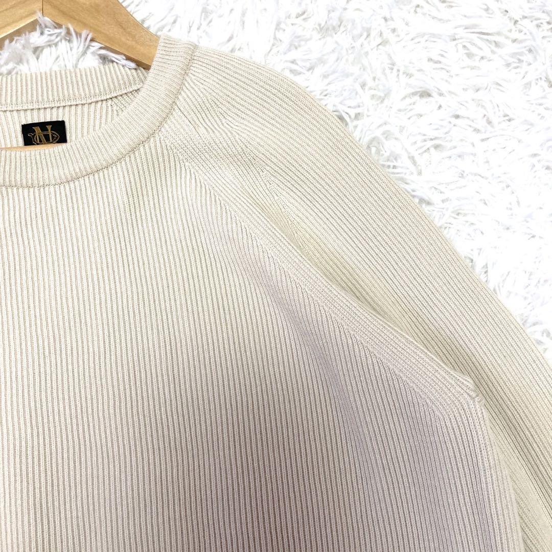 BATONER ラグランスリーブ　リブ　ニット　セーター　ベージュ ウール 1