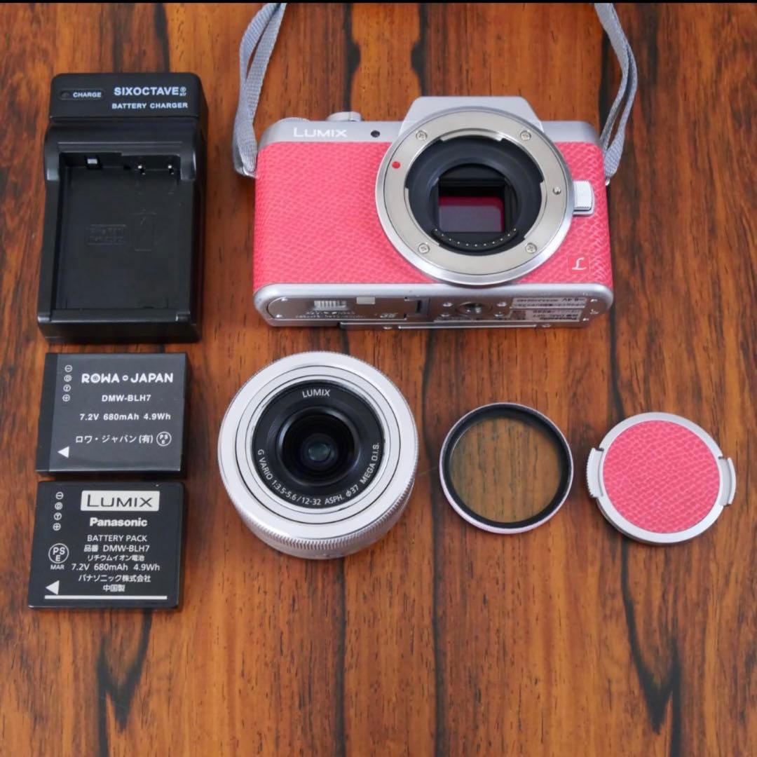 ショット数3748回 訳あり動作品 LUMIX DMC-GF7 ピンク レンズ付