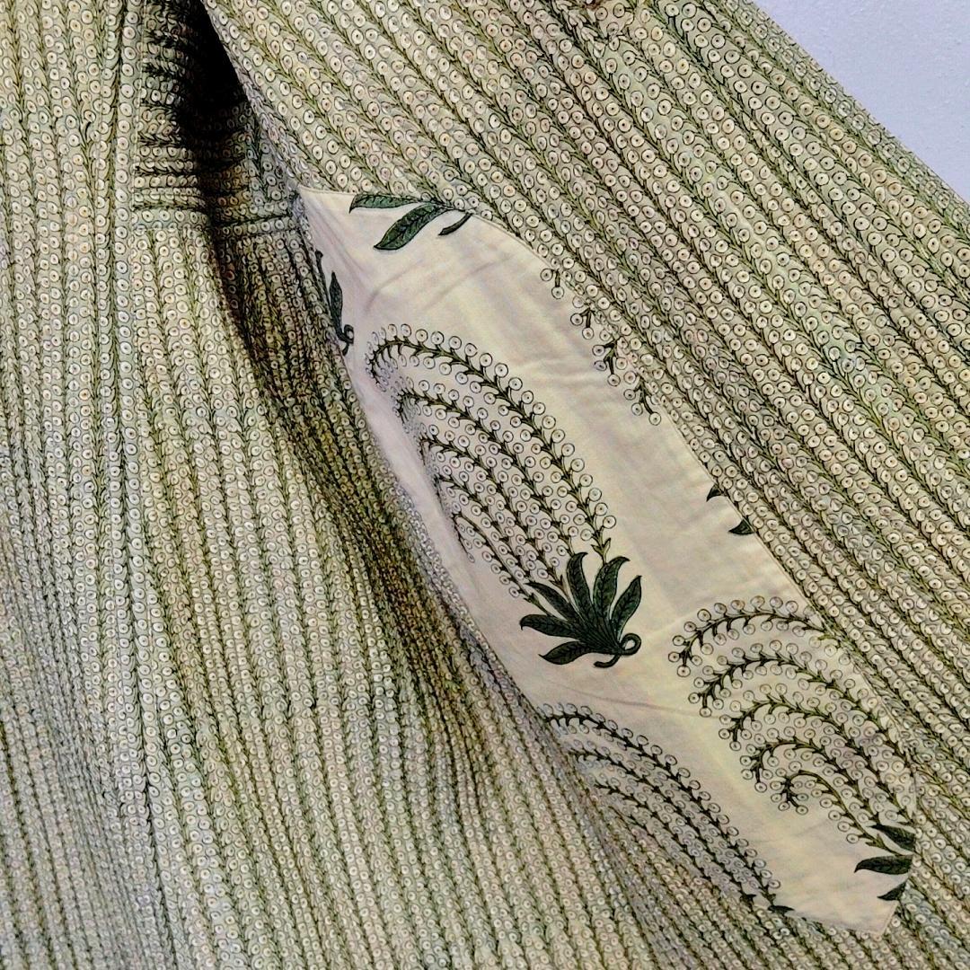 古着 Brigitte Singh ブロックプリントキルティングコート メンズ1