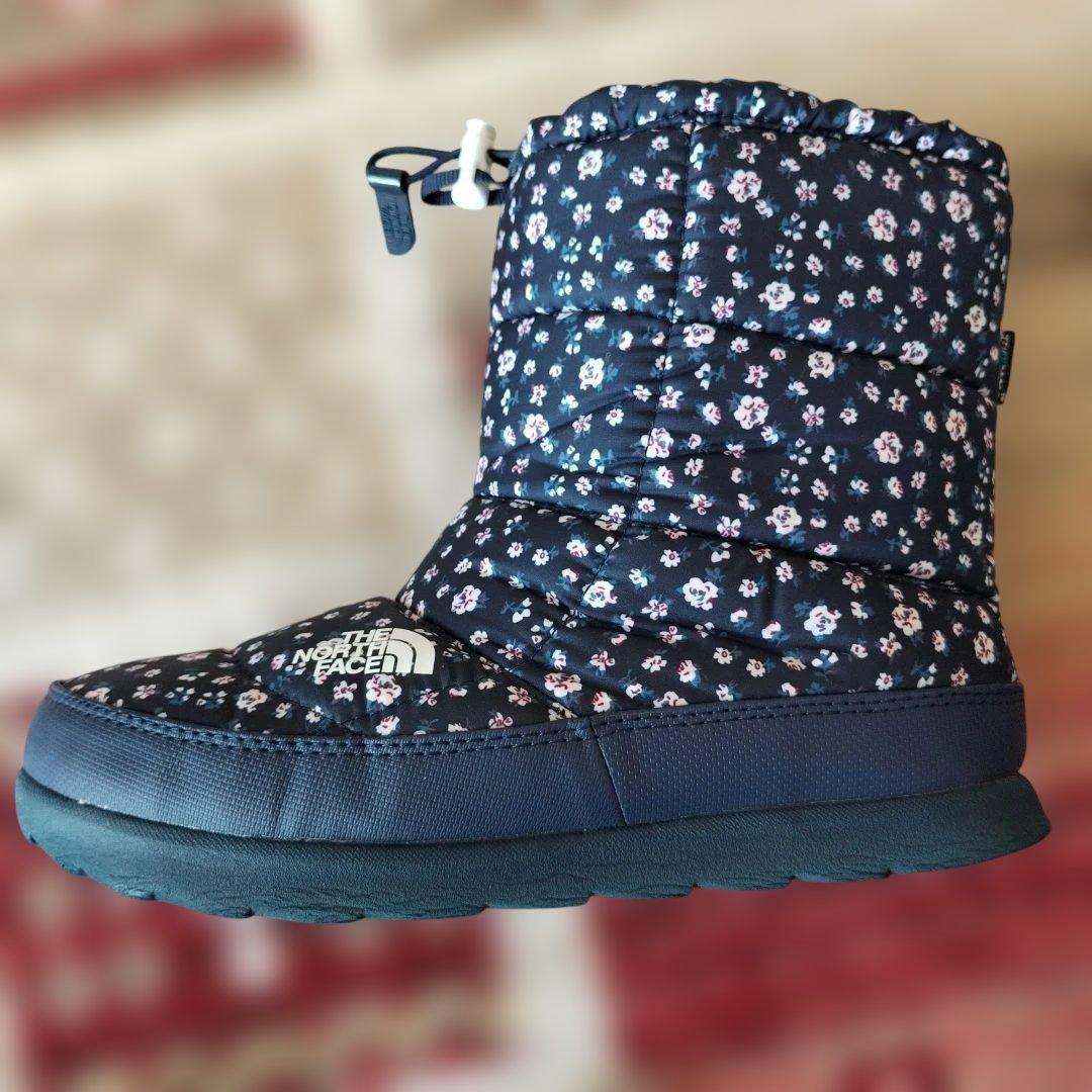 ノースフェイス ダウンブーツ 25㎝ 花柄ネイビー