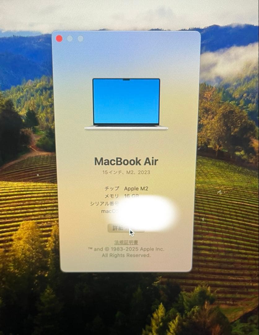 極美品 MacBook Air M2 15インチ 16GB 256スターライト