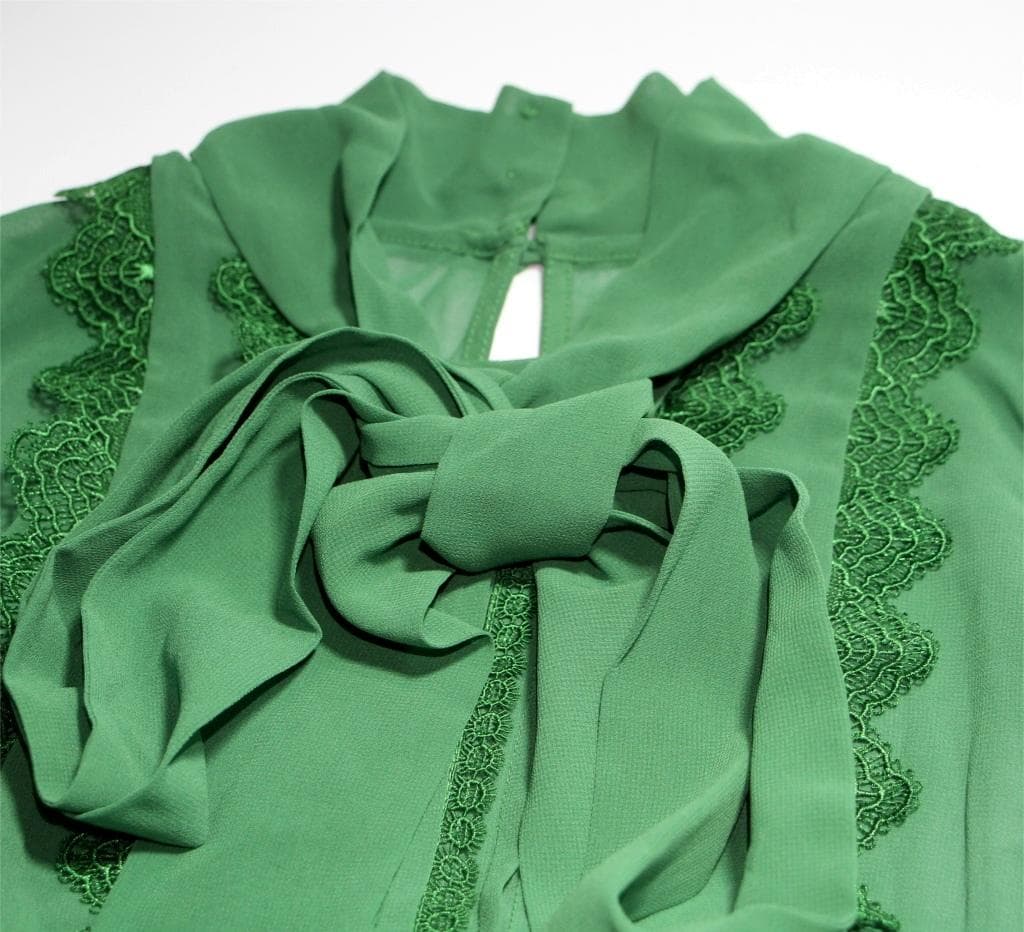 n*r様 セルフポートレイト ワンピース シフォン レース グリーン UK8 未