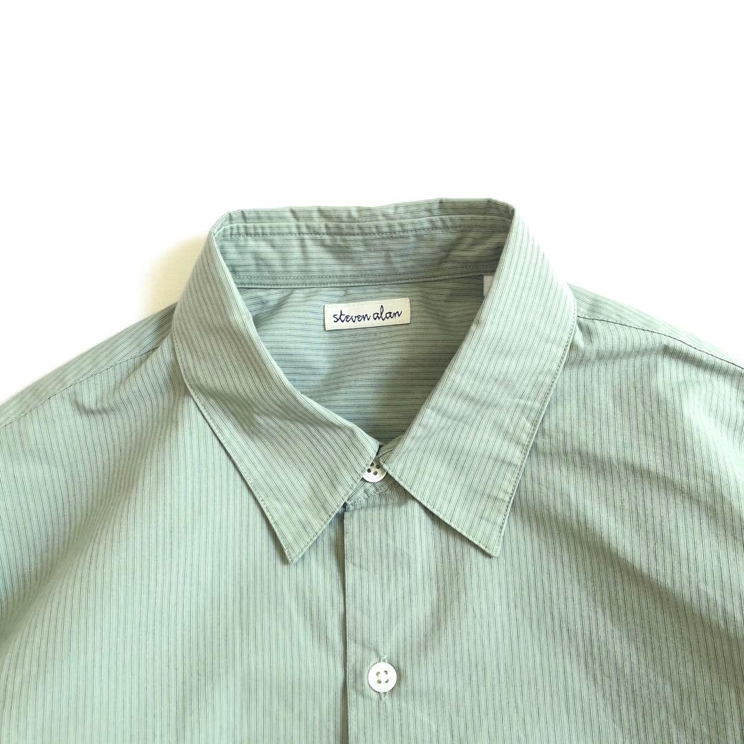 Steven Alan コンパクトヤーン ストライプ レギュラーカラー シャツ