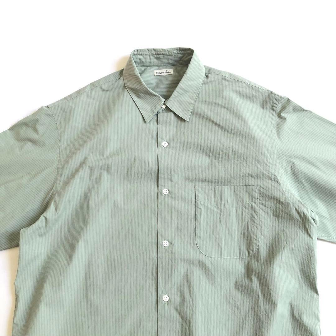 Steven Alan コンパクトヤーン ストライプ レギュラーカラー シャツ