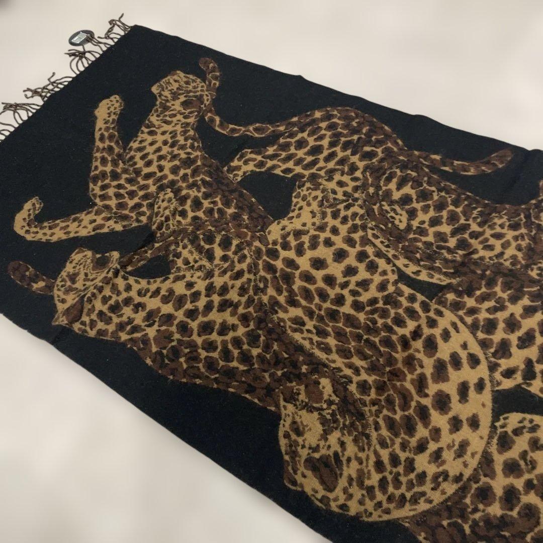 希少 サンローラン レオパード ヒョウ柄 大判ストール ウール ヴィンテージ