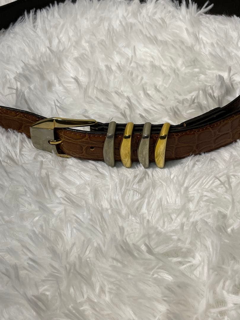 VERSACE ヴェルサーチ 型押しレザーベルト ブラウン 本革　幅3cm