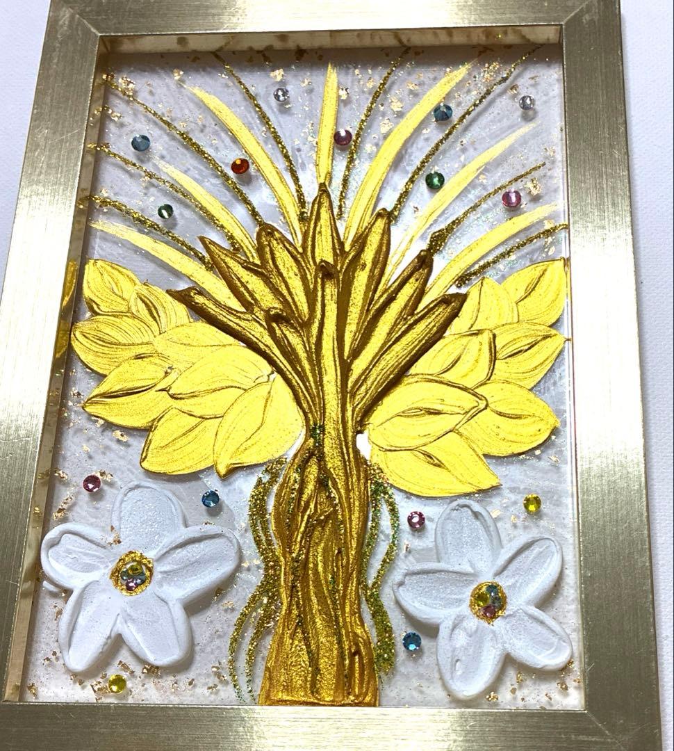 開運絵画　龍神様　商売繁盛　家庭円満 龍樹　金の成る木　天然石アメジスト　金運