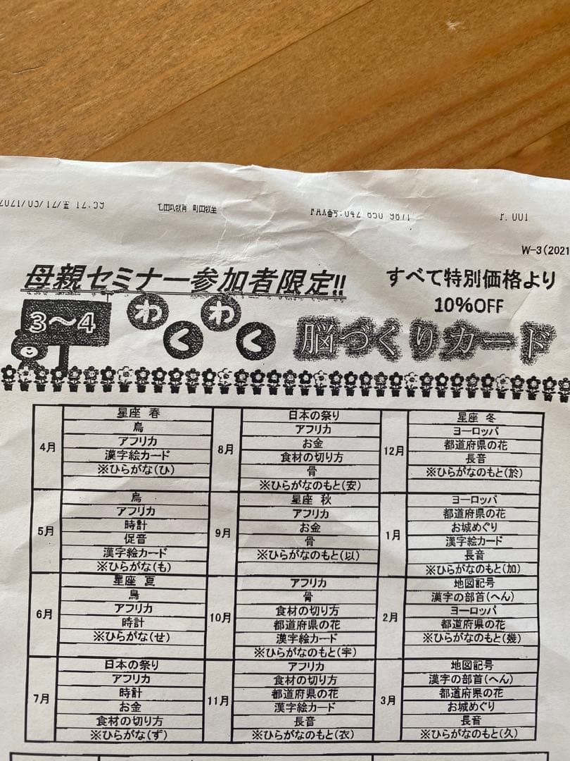 七田式 しちだ式3歳フラッシュカード わくわく脳づくりカード フルセット