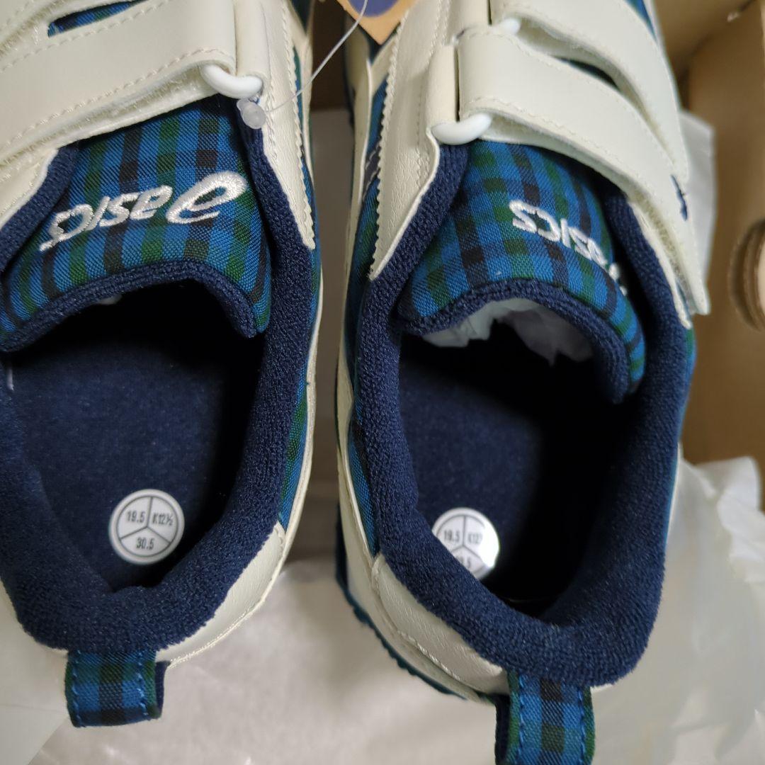 ASICS 青チェック柄 スニーカー 19.5cm XB