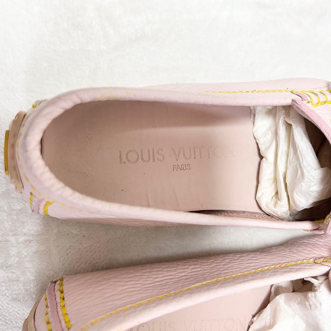 ルイ ヴィトン レザー ドライビングシューズ 37.5 ロゴリボン