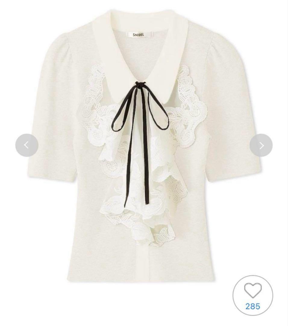 新作 SNIDEL スナイデル ラッフル刺繍ニットプルオーバー