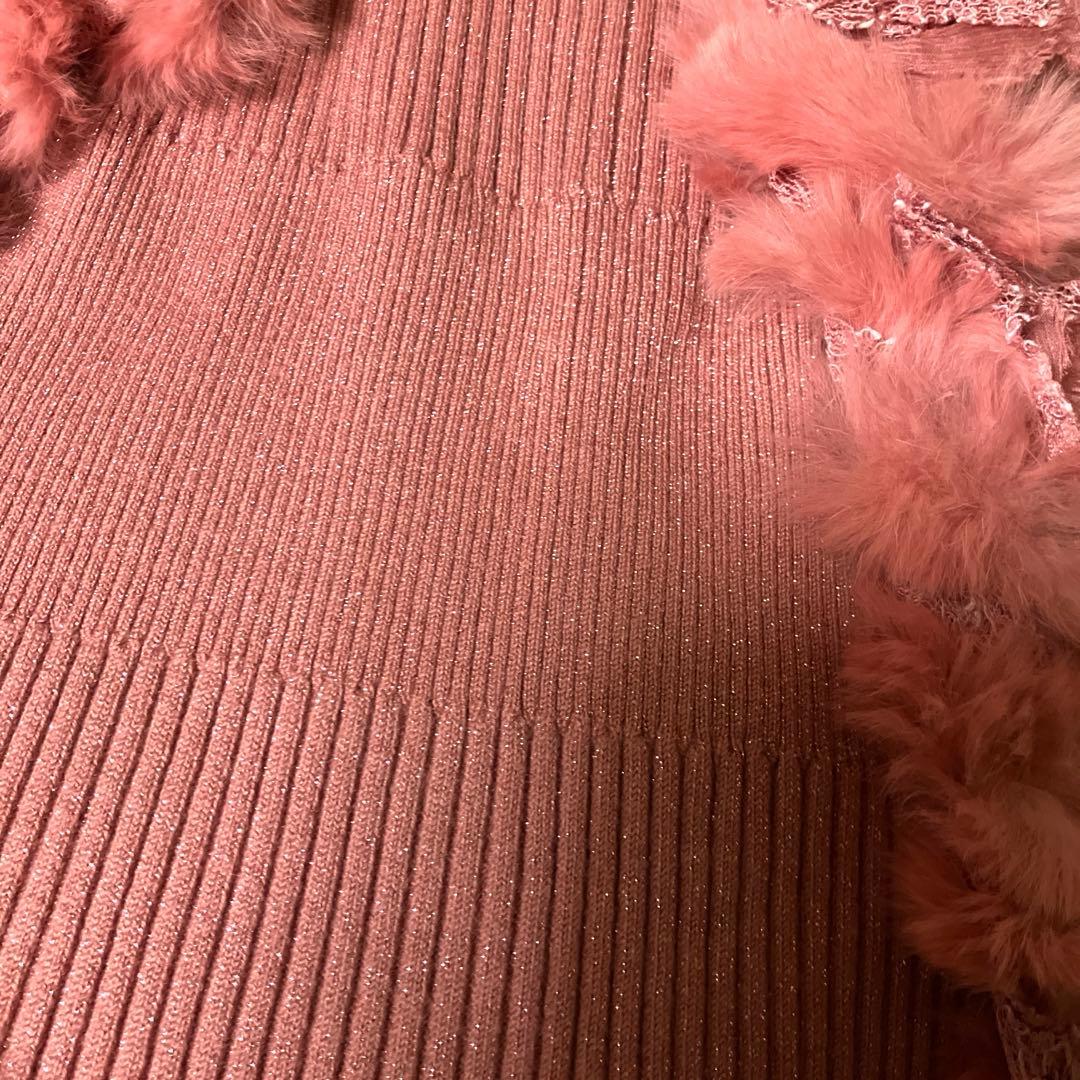 ［美品］エポカ　レッキスファー付きアンサンブル　サイズ40 ピンクラメ