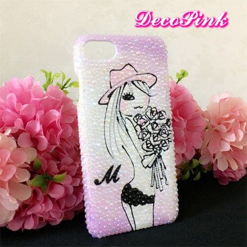 女の子 オリジナルイラスト オーダーメイド デコ電 iPhoneケース