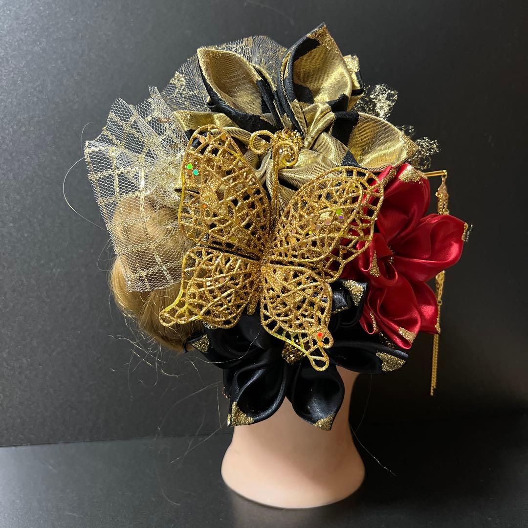 髪飾り・かんざし・成人式・結婚式・つまみ細工・豪華・ド派手・振袖・花魁・蝶