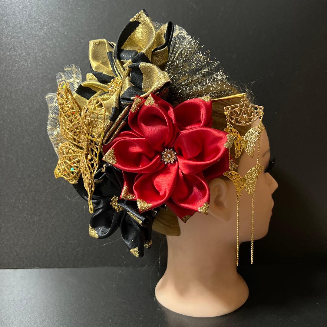 髪飾り・かんざし・成人式・結婚式・つまみ細工・豪華・ド派手・振袖・花魁・蝶