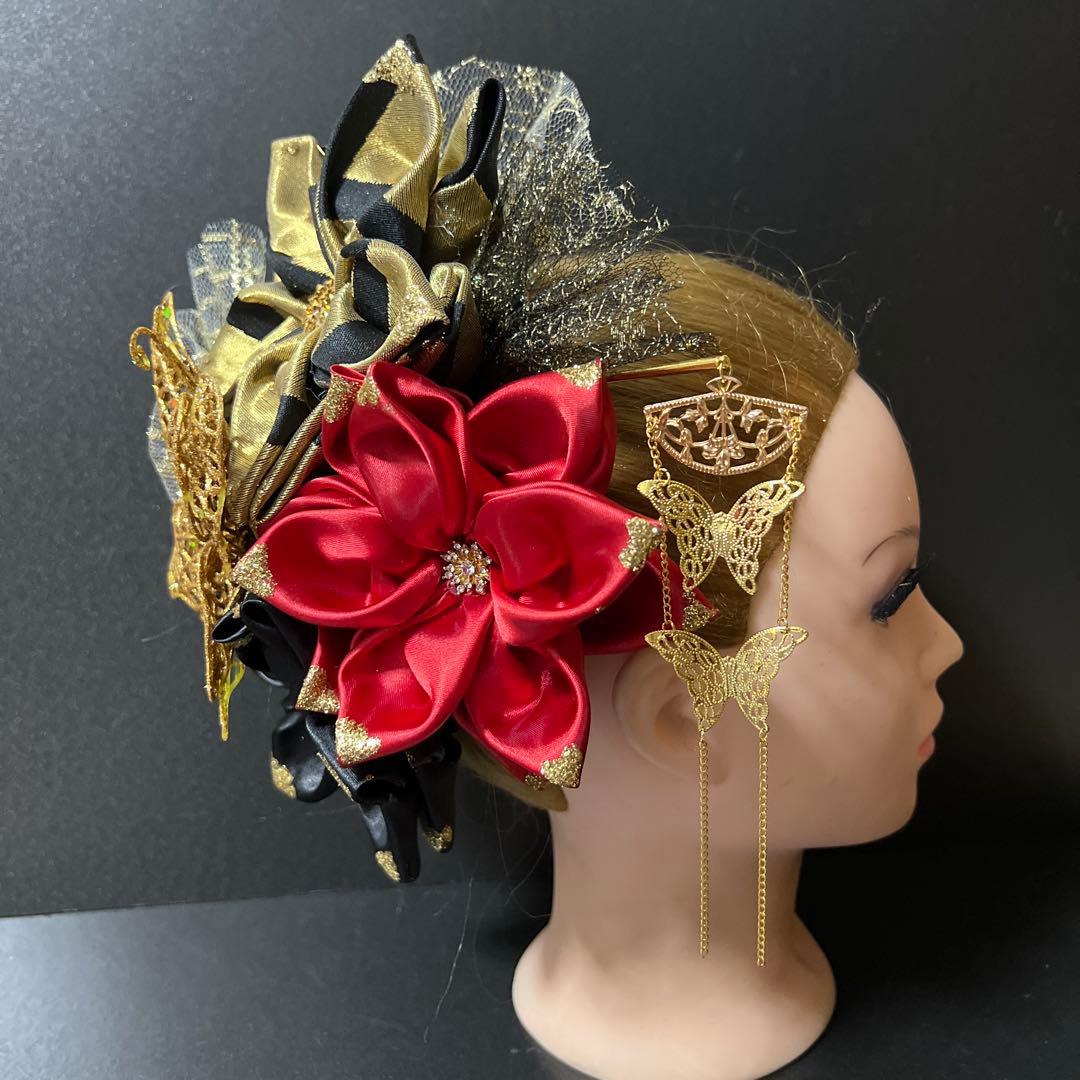 髪飾り・かんざし・成人式・結婚式・つまみ細工・豪華・ド派手・振袖・花魁・蝶