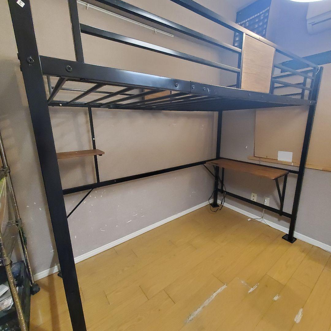 Chic ZONE ロフトベッド シングル パイプベッド デスク付き