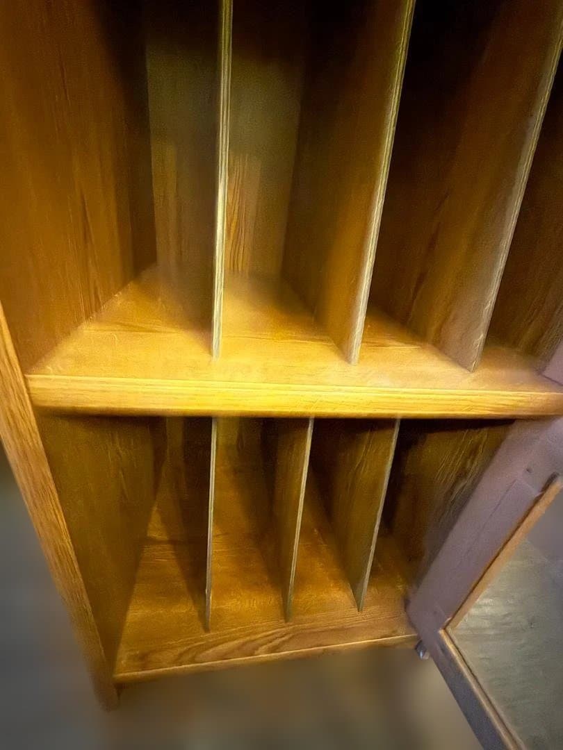 レコードラック 木製 ガラス扉 キャビネット LP収納 ヴィンテージ 収納棚