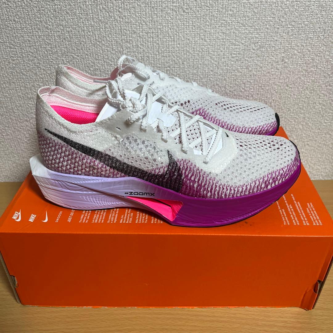 新品 W ZOOMX VAPORFLY NEXT% 3 白紫 24cm