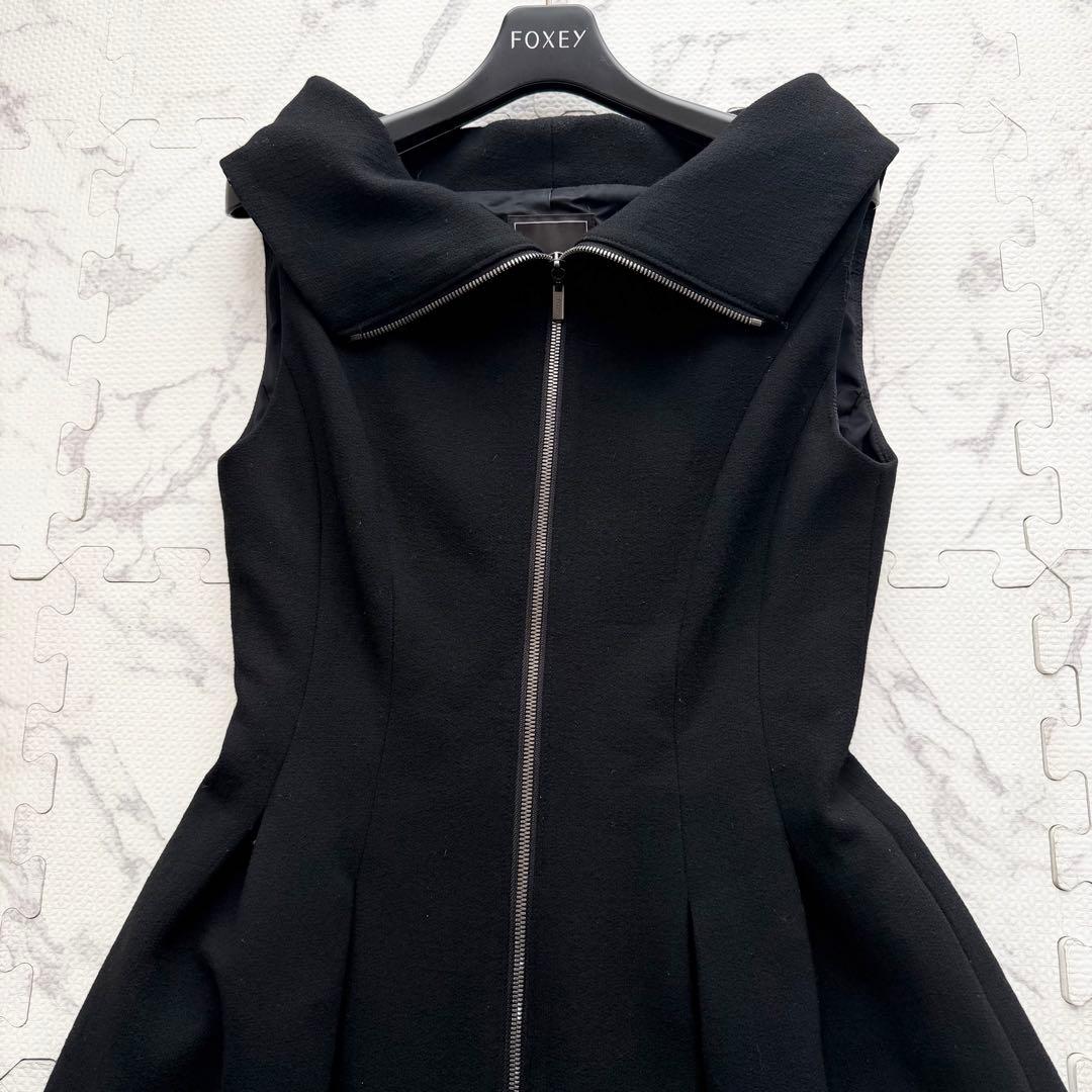 美品♡ フォクシー 2way フロントファスナー ワンピース ジレ 黒 38