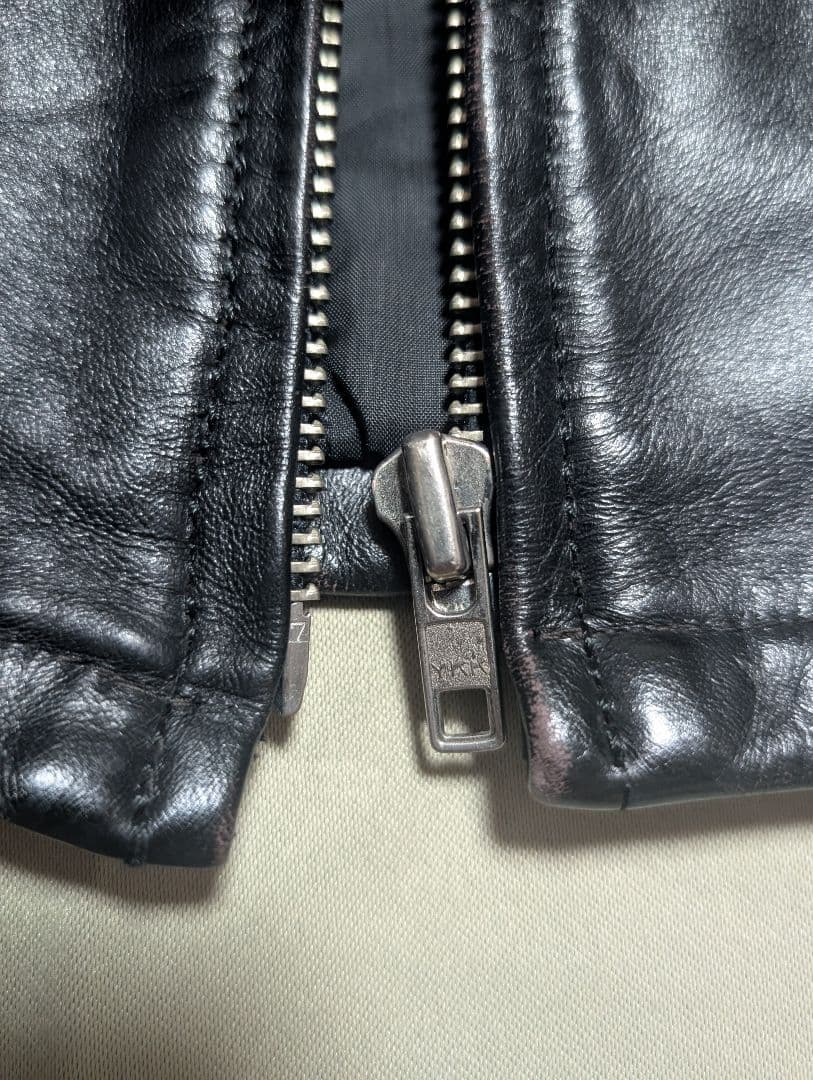 FIDELITY ブラック シングルライダースジャケット ヴィンテージ 茶芯