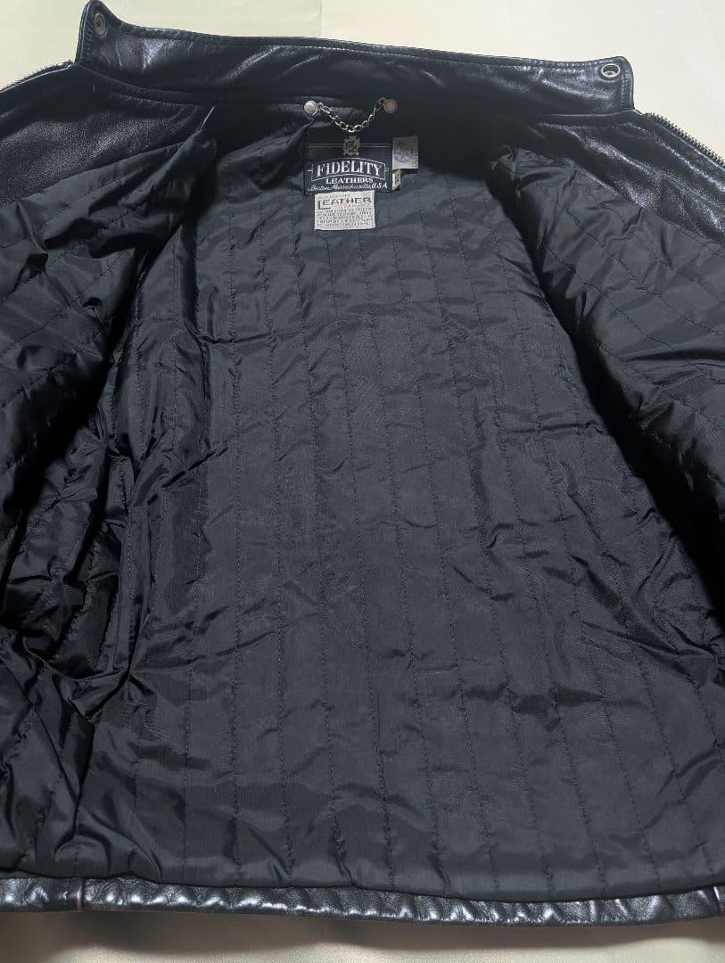 FIDELITY ブラック シングルライダースジャケット ヴィンテージ 茶芯