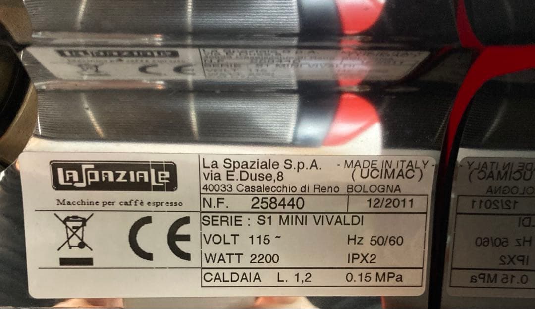 B130-2 ラ　スパッツァーレ　ミニビバルディ　S1 コーヒーマシン　ジャンク
