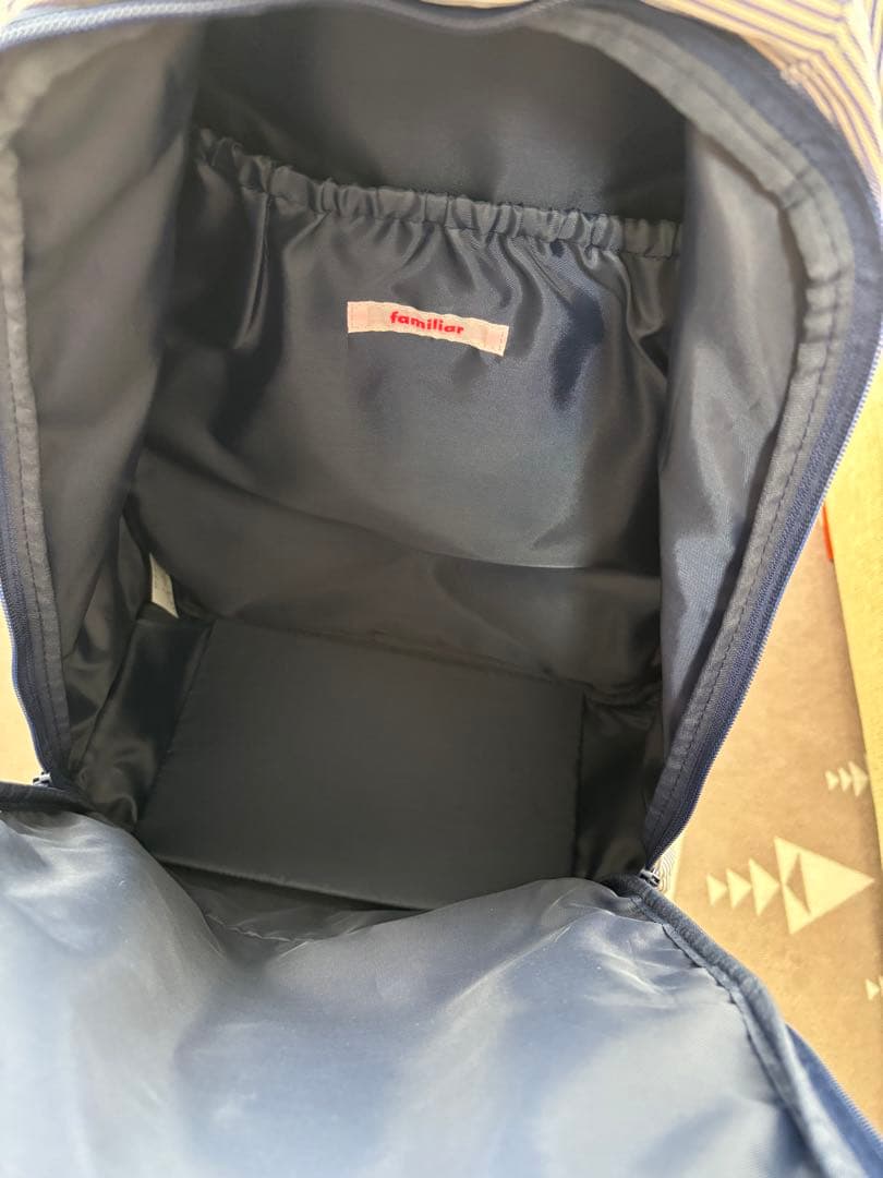 familiar ファミリア　ストライプリュックサック リボン付き