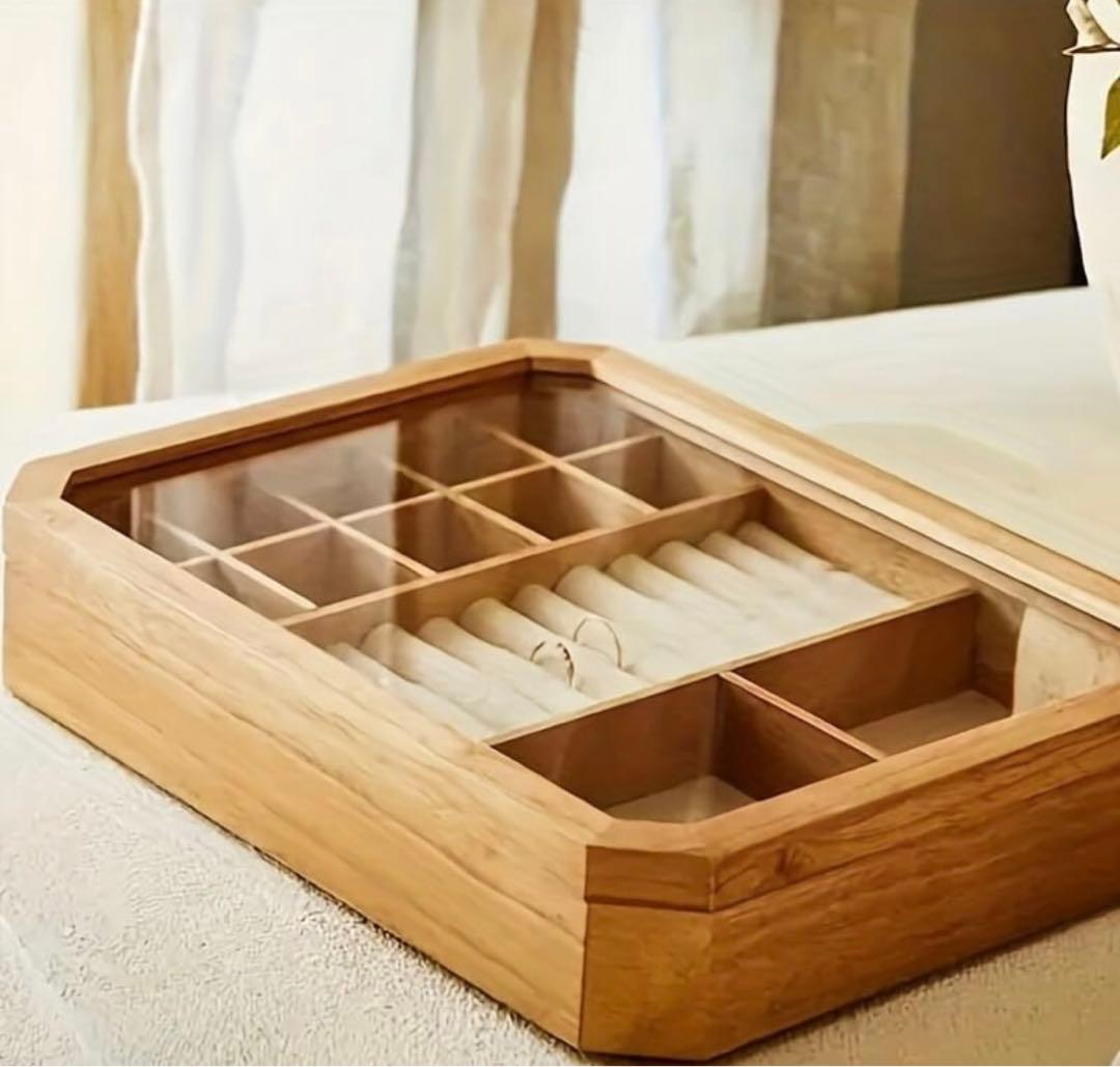 り*り様 ジュエリーボックス　木製　アクセサリーケース ウッド コレクションケー