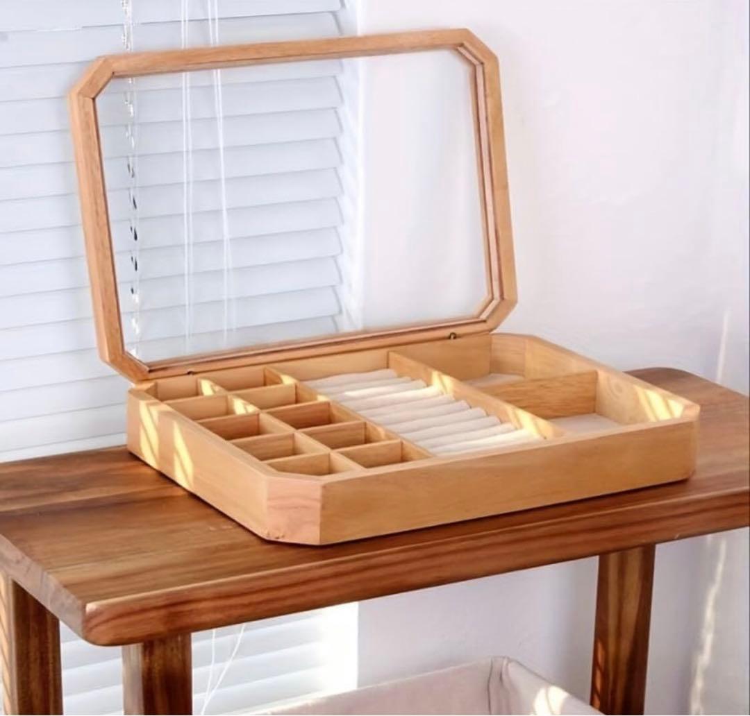 り*り様 ジュエリーボックス　木製　アクセサリーケース ウッド コレクションケー