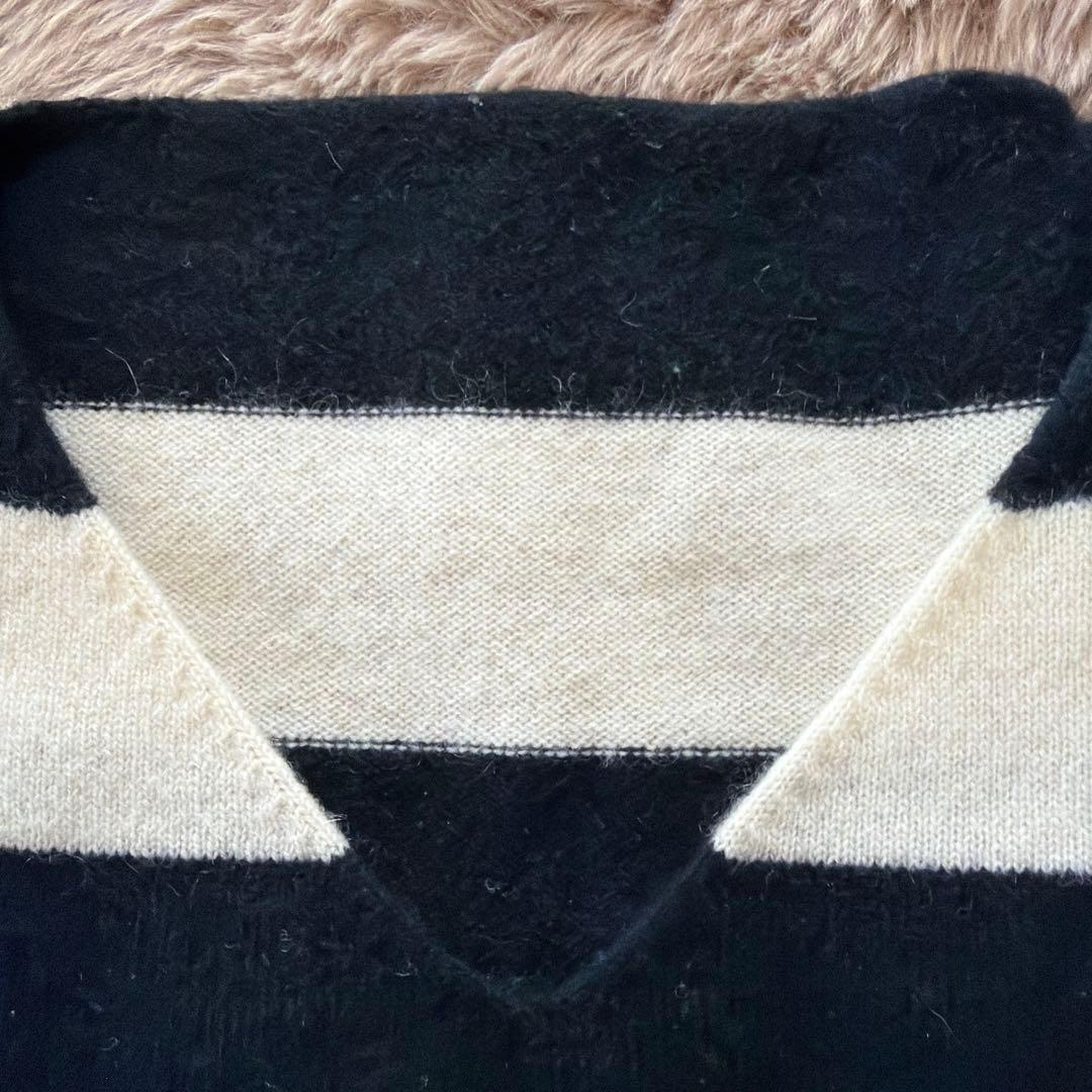 ルシアン ぺラフィネストライプ Vネックニット スカル刺繍付き