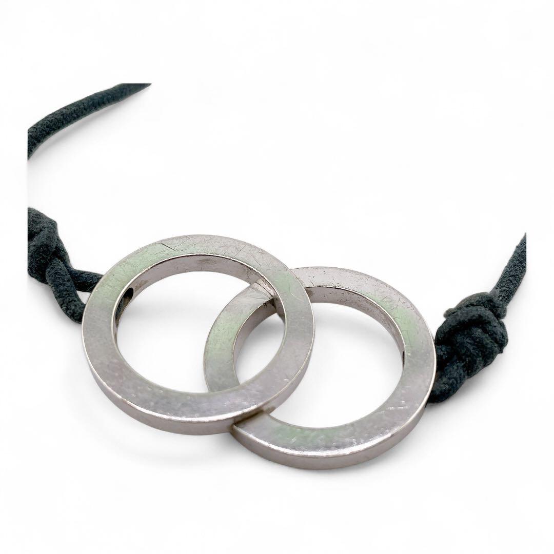 ブルガリBVLGARI ダブルサークル ブレスレット シルバー ブラックコード