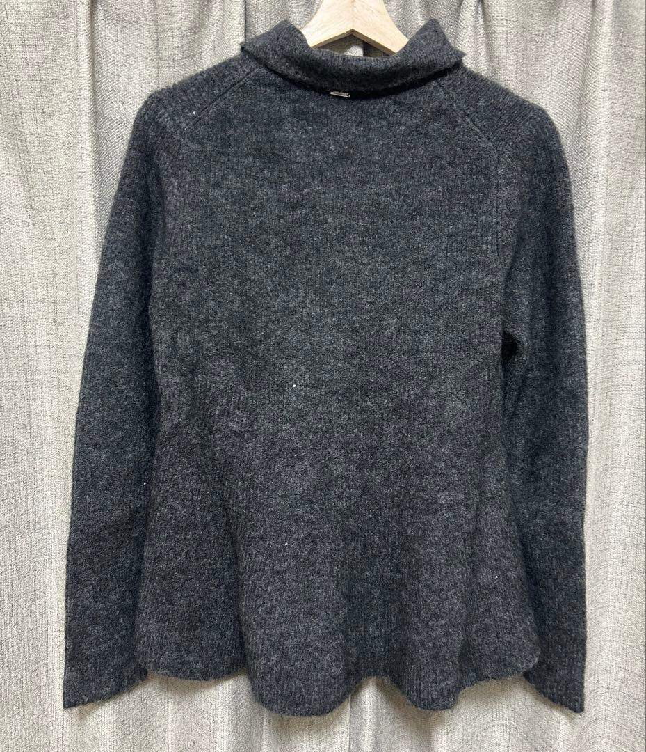 ミラオーウェン 衿付きペプラムニットプルオーバー グレー