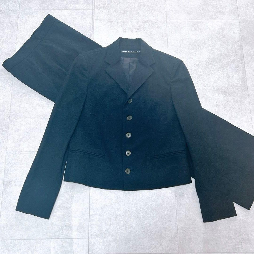 美品✨ ラルフローレン セットアップ　パンツスーツ 5B ワイド ウール 黒