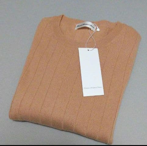 新品☆オンワード カシミヤ100%クルーネックセーターニット キャメル L