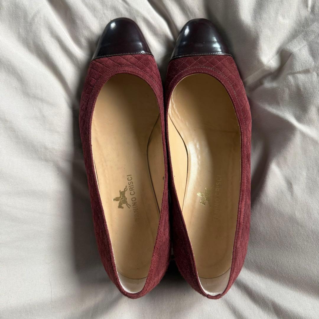 美品☆タニノクリスチー/異素材/バイカラー/スエード/レザー/パンプス/23.5