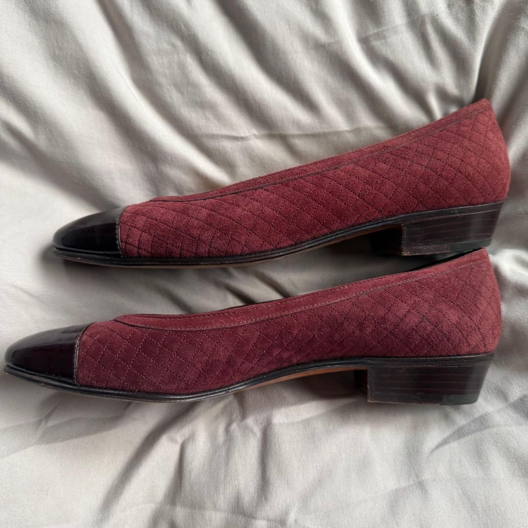 美品☆タニノクリスチー/異素材/バイカラー/スエード/レザー/パンプス/23.5