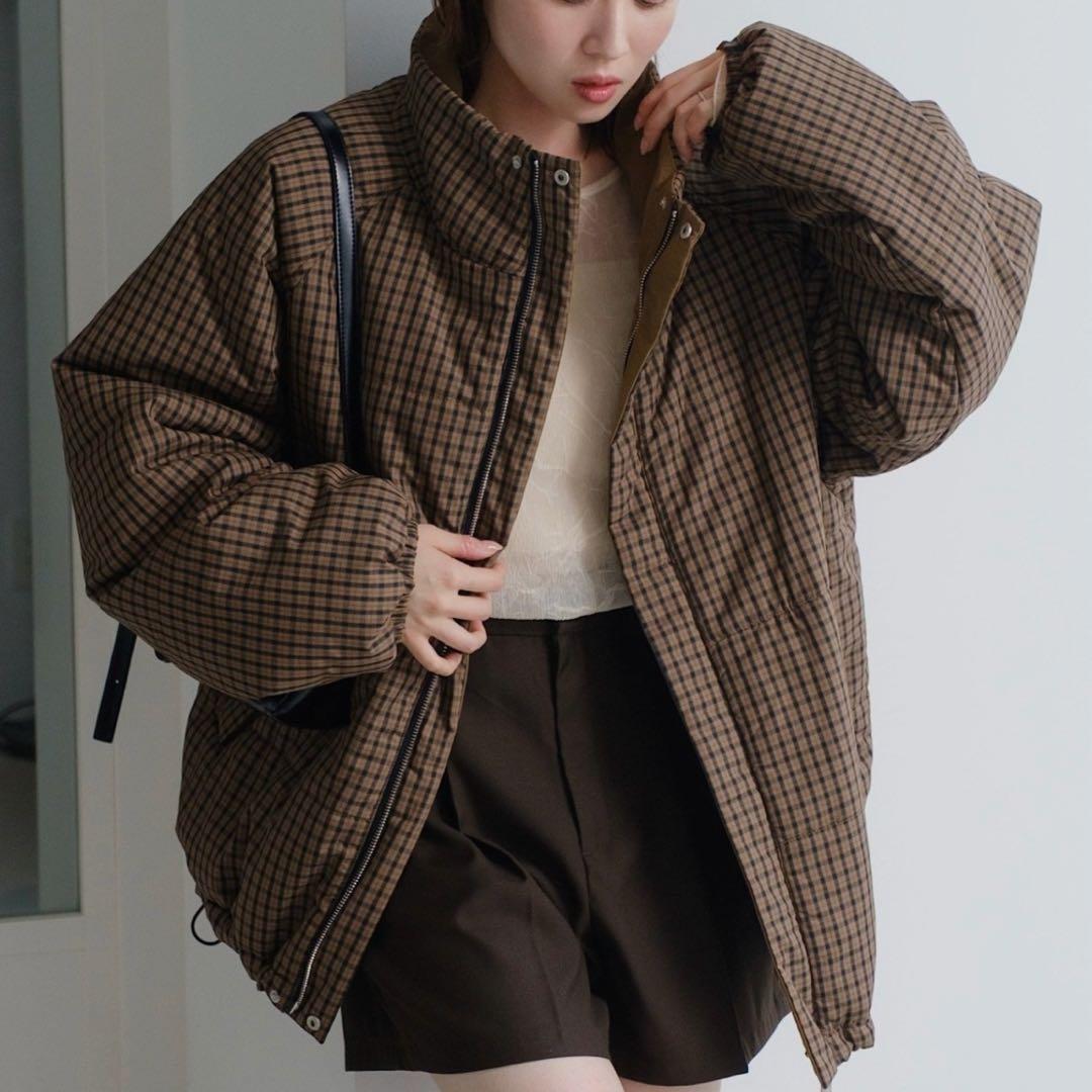 チェック中綿リバーシブルアウター　M
