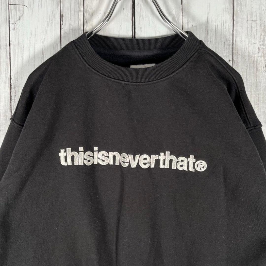 ディスイズネバーザット スウェット トレーナー 刺繍ロゴ ブラック S