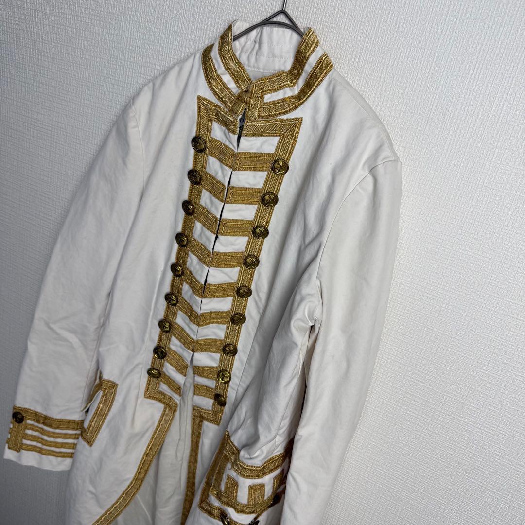 274 Denim&Supplyラルフローレン 白×金ブレード マーチングコート