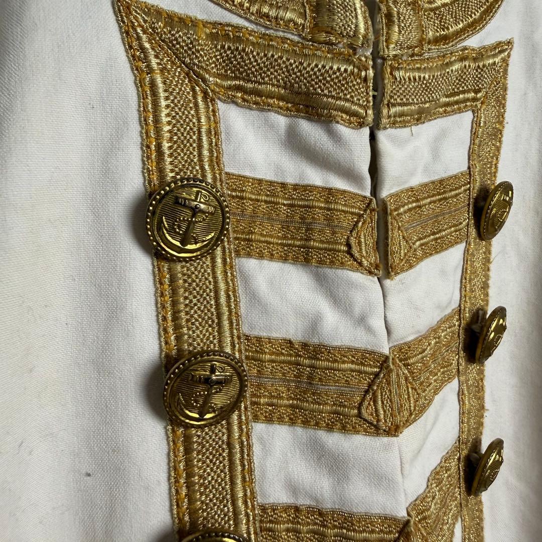 274 Denim&Supplyラルフローレン 白×金ブレード マーチングコート