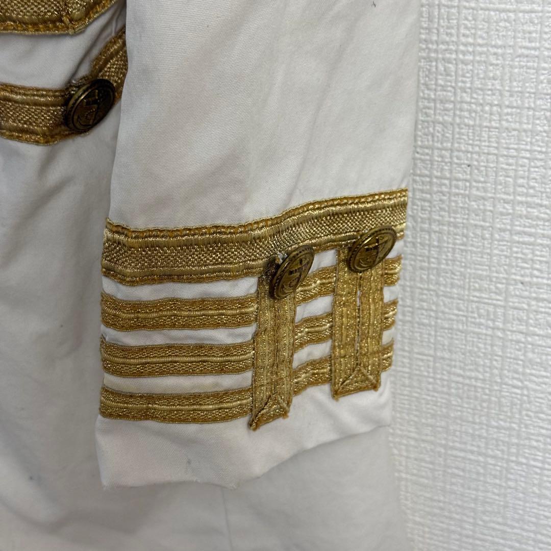 274 Denim&Supplyラルフローレン 白×金ブレード マーチングコート