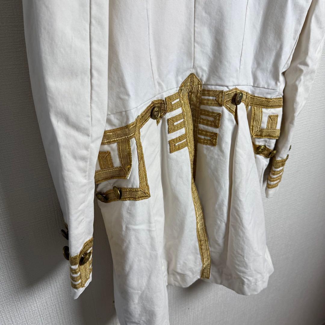 274 Denim&Supplyラルフローレン 白×金ブレード マーチングコート