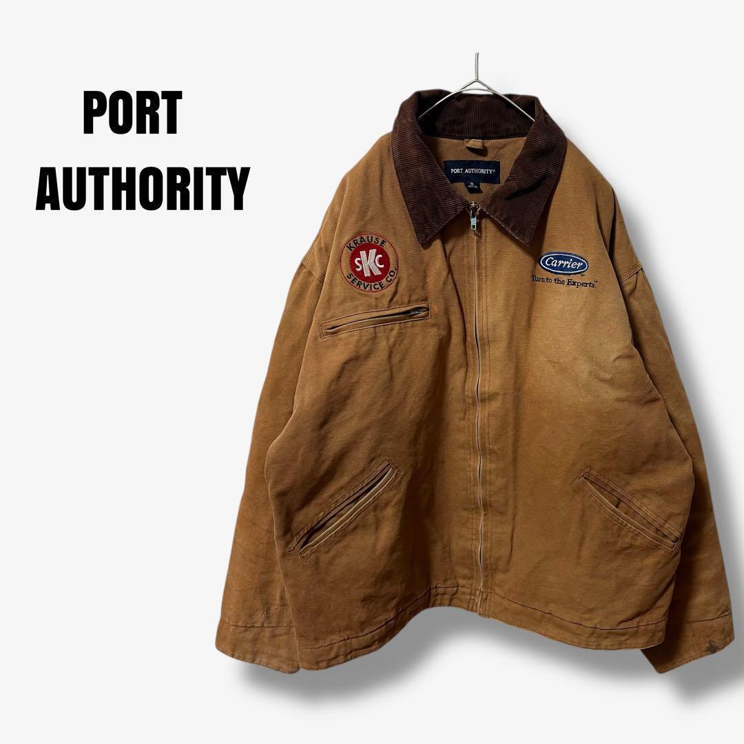 y104325 ダックジャケット ワークジャケット 刺繍ロゴ付き 裏キルティング