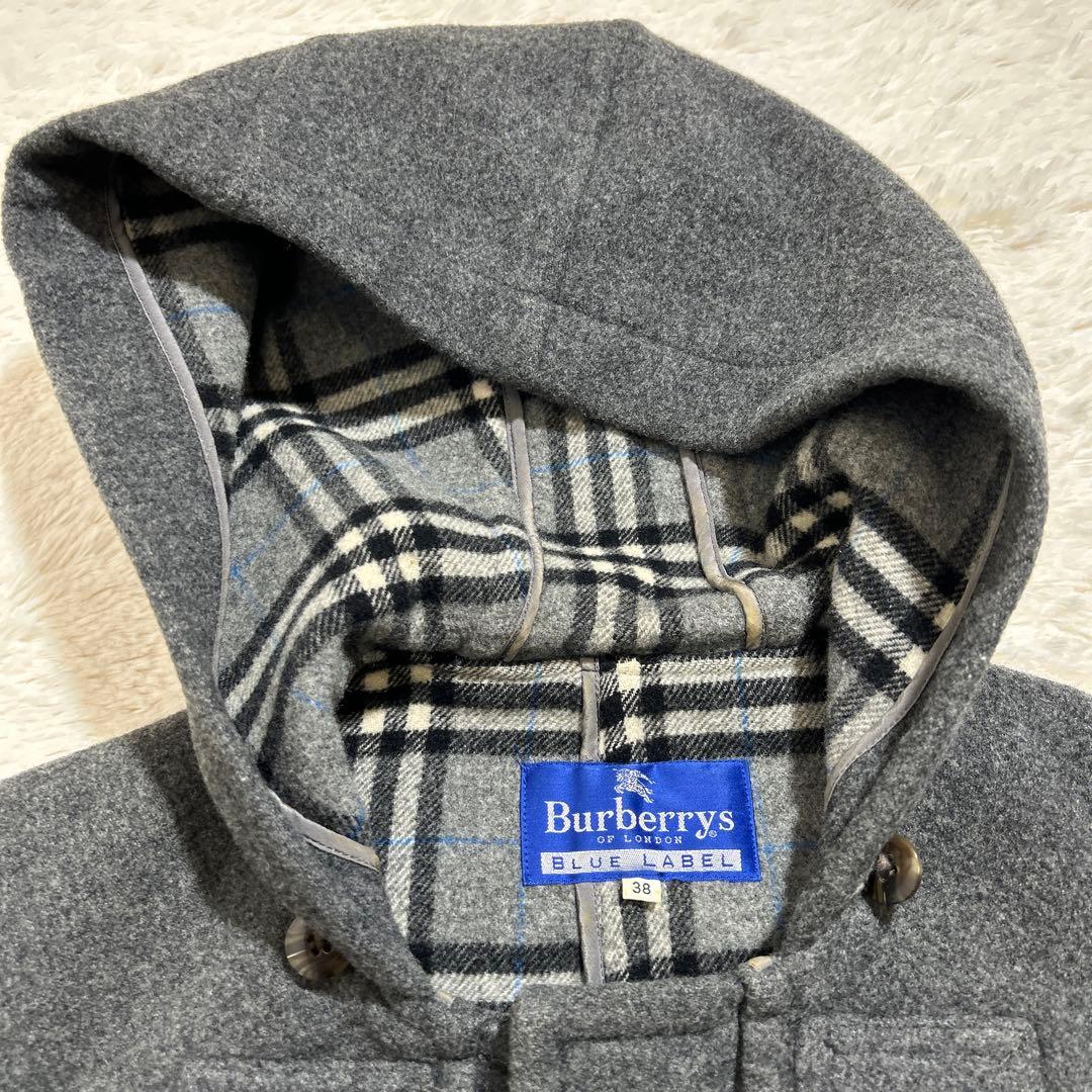 【美品】バーバリーブルーレーベル　ダッフルコート　ノバチェック　 グレー