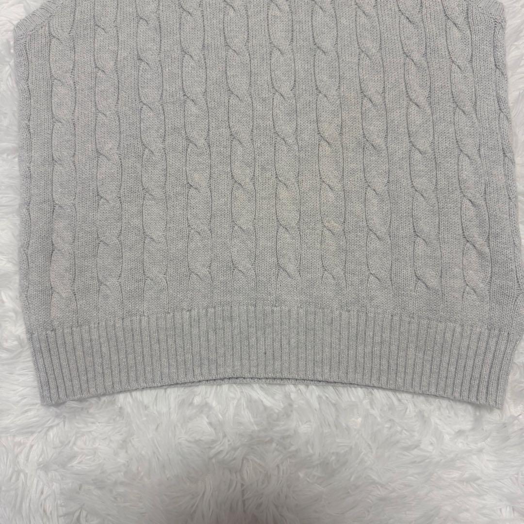 美品✨ポロラルフローレン　ケーブルニットベスト L グレー ポニー刺繍 現行タグ