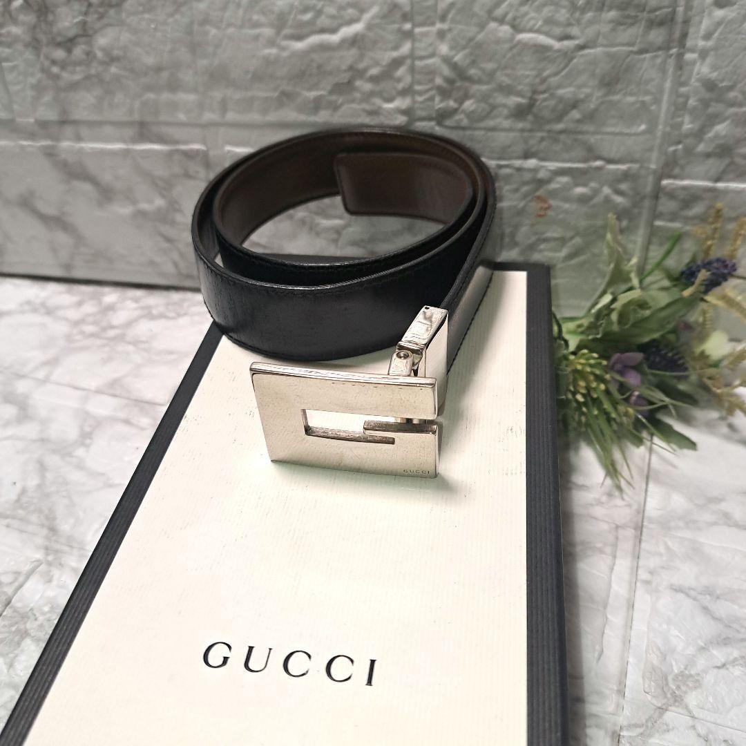 ✨️美品✨️GUCCI グッチ Gバックル 茶色 黒 リバーシブル ベルト
