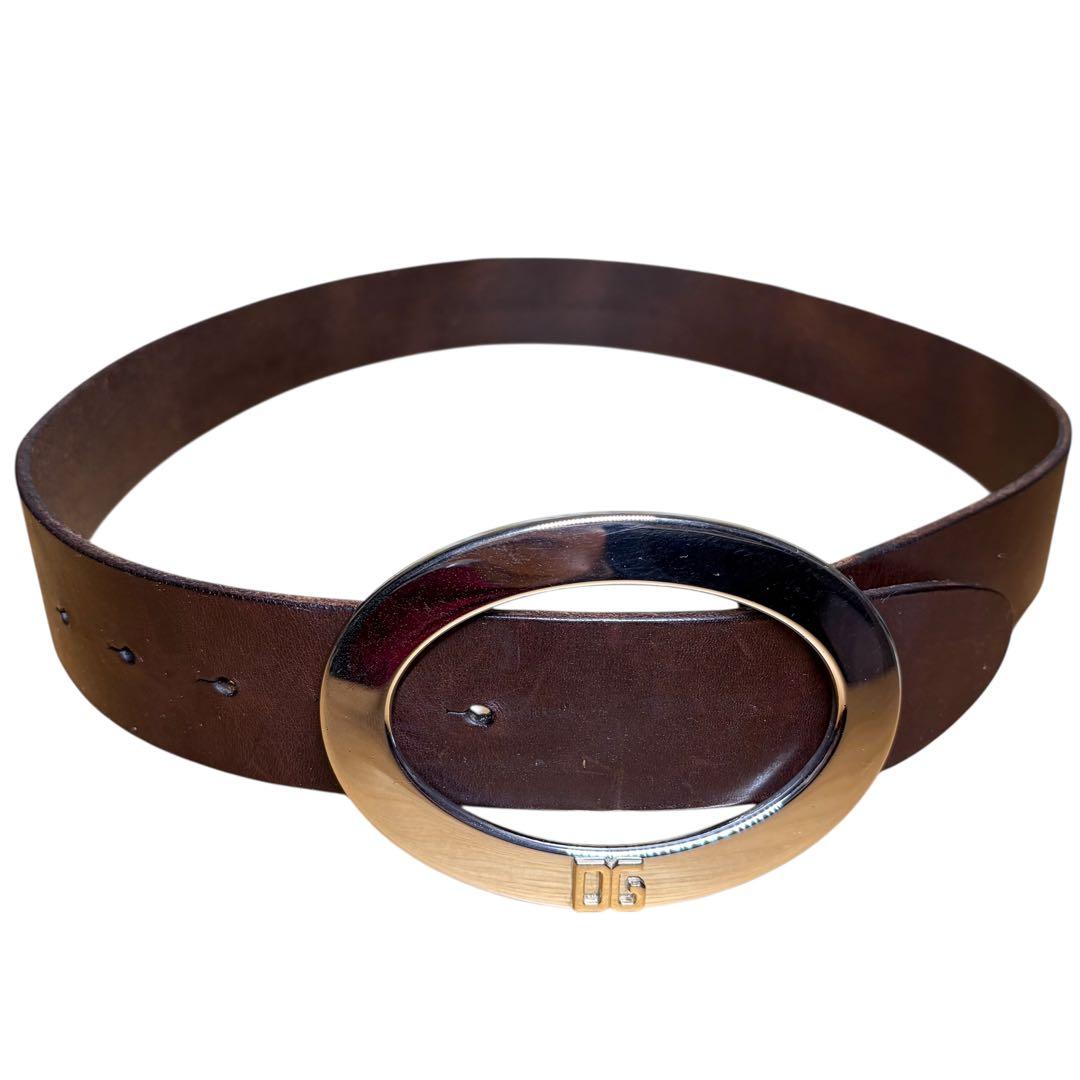 D&G ドルチェアンドガッバーナ ベルト　メンズ　ブラウン　シルバーバックル