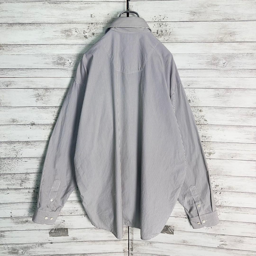 12010【美品・人気モデル】バレンシアガ　刺繍 タトゥーロゴ ストライプシャツ