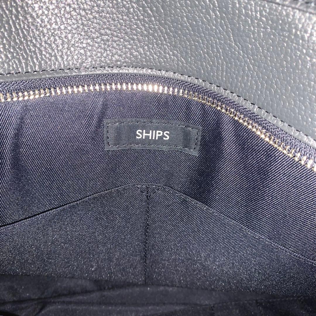 未使用級 SHIPS スマート レザー トートバッグ大容量 A4可 ダークグレー